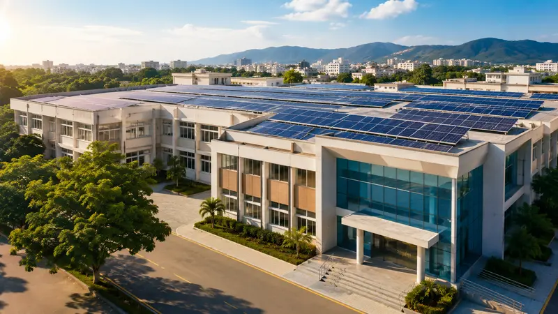 Prédio empresarial com soluções de energia